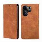 For Tecno Camon 20 Premier 5G Skin Feel Magnetic Leather Phone Case(Light Brown)