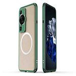 For Huawei P60 / P60 Pro LK Aurora Metal Frame PU MagSafe Magnetic Phone Case(Green Silver)