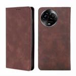 For Realme 11 5G Global / 11x 5G Skin Feel Magnetic Leather Phone Case(Dark Brown)
