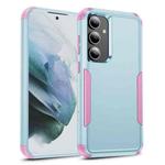 For Samsung Galaxy S24+ 5G TPU + PC Shockproof Protective Phone Case(Grey Green + Pink)