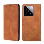 For Xiaomi 14 Skin Feel Magnetic Leather Phone Case(Light Brown)