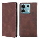 For Xiaomi Redmi Note 13 4G Skin Feel Magnetic Leather Phone Case(Dark Brown)