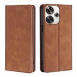 For Xiaomi Redmi Turbo 3 5G Skin Feel Magnetic Leather Phone Case(Light Brown)