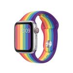 For Apple Watch Series 7 41mm / 6 & SE & 5 & 4 40mm / 3 & 2 & 1 38mm Rainbow Silicone Watch Band