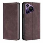 For Huawei Pura 70 Pro / Pro+ Skin Feel Magnetic Leather Phone Case(Dark Brown)