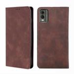 For Nokia C32 Skin Feel Magnetic Leather Phone Case(Dark Brown)