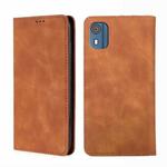 For Nokia C02 TA-1522 Skin Feel Magnetic Leather Phone Case(Light Brown)