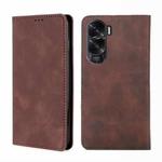 For Honor X50i 5G / 9 Lite Skin Feel Magnetic Leather Phone Case(Dark Brown)