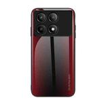 For Xiaomi Poco F6 Pro Texture Gradient Glass TPU Phone Case(Red)