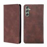 For Samsung Galaxy M34 5G / F34 5G Skin Feel Magnetic Leather Phone Case(Dark Brown)