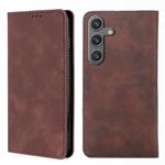 For Samsung Galaxy S24 5G Skin Feel Magnetic Leather Phone Case(Dark Brown)