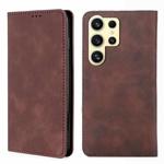 For Samsung Galaxy S24 Ultra 5G Skin Feel Magnetic Leather Phone Case(Dark Brown)