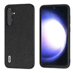 For Samsung Galaxy S23 FE 5G ABEEL Genuine Leather Litchi Texture Phone Case(Black)