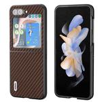 For Samsung Galaxy Z Flip5 ABEEL Carbon Fiber Texture Protective Phone Case(Dark Brown)