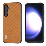 For Samsung Galaxy S23 FE 5G ABEEL Carbon Fiber Texture Protective Phone Case(Light Brown)