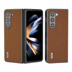 For Samsung Galaxy Z Fold6 ABEEL Carbon Fiber Texture Protective Phone Case(Light Brown)