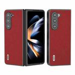 For Samsung Galaxy Z Fold6 ABEEL Cross Texture Genuine Leather Phone Case(Red)