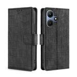 For Infinix Hot 30i 4G Skin Feel Crocodile Magnetic Clasp Leather Phone Case(Black)