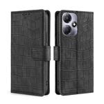 For Infinix Hot 30 Play 4G Skin Feel Crocodile Magnetic Clasp Leather Phone Case(Black)