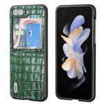 For Samsung Galaxy Z Flip5 ABEEL Crocodile Texture Genuine Leather Phone Case(Green)