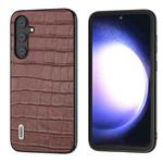 For Samsung Galaxy S23 FE 5G ABEEL Crocodile Texture Genuine Leather Phone Case(Brown)