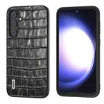 For Samsung Galaxy S23 FE 5G ABEEL Crocodile Texture Genuine Leather Phone Case(Black)