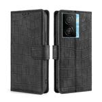 For vivo iQOO Z7x Skin Feel Crocodile Magnetic Clasp Leather Phone Case(Black)