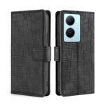 For vivo Y78 Plus 5G Skin Feel Crocodile Magnetic Clasp Leather Phone Case(Black)