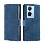 For vivo Y78 Plus 5G Skin Feel Crocodile Magnetic Clasp Leather Phone Case(Blue)