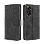 For OPPO A1 5G Skin Feel Crocodile Magnetic Clasp Leather Phone Case(Black)