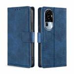 For OPPO Reno10 5G Skin Feel Crocodile Magnetic Clasp Leather Phone Case(Blue)