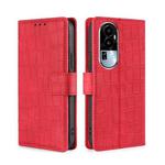 For OPPO Reno10 5G Skin Feel Crocodile Magnetic Clasp Leather Phone Case(Red)