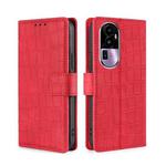 For OPPO Reno10 Pro+ 5G Skin Feel Crocodile Magnetic Clasp Leather Phone Case(Red)