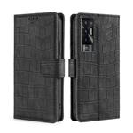 For Tecno Pova 5G Skin Feel Crocodile Magnetic Clasp Leather Phone Case(Black)