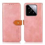 For Xiaomi 14 KHAZNEH Cowhide Texture Flip Leather Phone Case(Rose Gold)