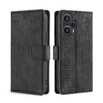 For Xiaomi Redmi Note 12 Turbo Skin Feel Crocodile Magnetic Clasp Leather Phone Case(Black)