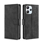 For Xiaomi Redmi 12 4G Skin Feel Crocodile Magnetic Clasp Leather Phone Case(Black)