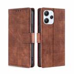 For Xiaomi Redmi 12 4G Skin Feel Crocodile Magnetic Clasp Leather Phone Case(Brown)