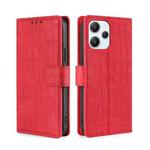 For Xiaomi Redmi 12 4G Skin Feel Crocodile Magnetic Clasp Leather Phone Case(Red)