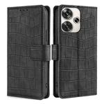 For Xiaomi Redmi Turbo 3 5G Skin Feel Crocodile Magnetic Clasp Leather Phone Case(Black)