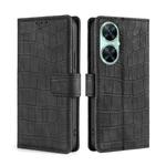 For Huawei Enjoy 60 Pro / nova 11i Skin Feel Crocodile Magnetic Clasp Leather Phone Case(Black)