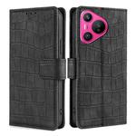 For Huawei Pura 70 5G Skin Feel Crocodile Magnetic Clasp Leather Phone Case(Black)