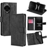 For Huawei nova 14 5G Skin Feel Crocodile Magnetic Clasp Leather Phone Case(Black)