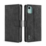 For Nokia C12 Skin Feel Crocodile Magnetic Clasp Leather Phone Case(Black)