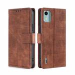 For Nokia C12 Skin Feel Crocodile Magnetic Clasp Leather Phone Case(Brown)