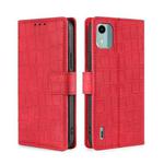 For Nokia C12 Skin Feel Crocodile Magnetic Clasp Leather Phone Case(Red)