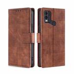 For Nokia C22 Skin Feel Crocodile Magnetic Clasp Leather Phone Case(Brown)
