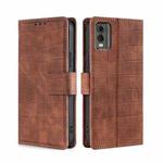 For Nokia C32 Skin Feel Crocodile Magnetic Clasp Leather Phone Case(Brown)