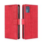 For Nokia C02 TA-1522 Skin Feel Crocodile Magnetic Clasp Leather Phone Case(Red)