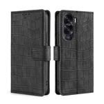 For Honor X50i 5G / 9 Lite Skin Feel Crocodile Magnetic Clasp Leather Phone Case(Black)